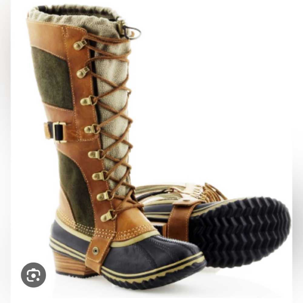 Sorel Carly Conquest Boots Lace Up Leather Tall Winter Waterproof, Women’s 7.5